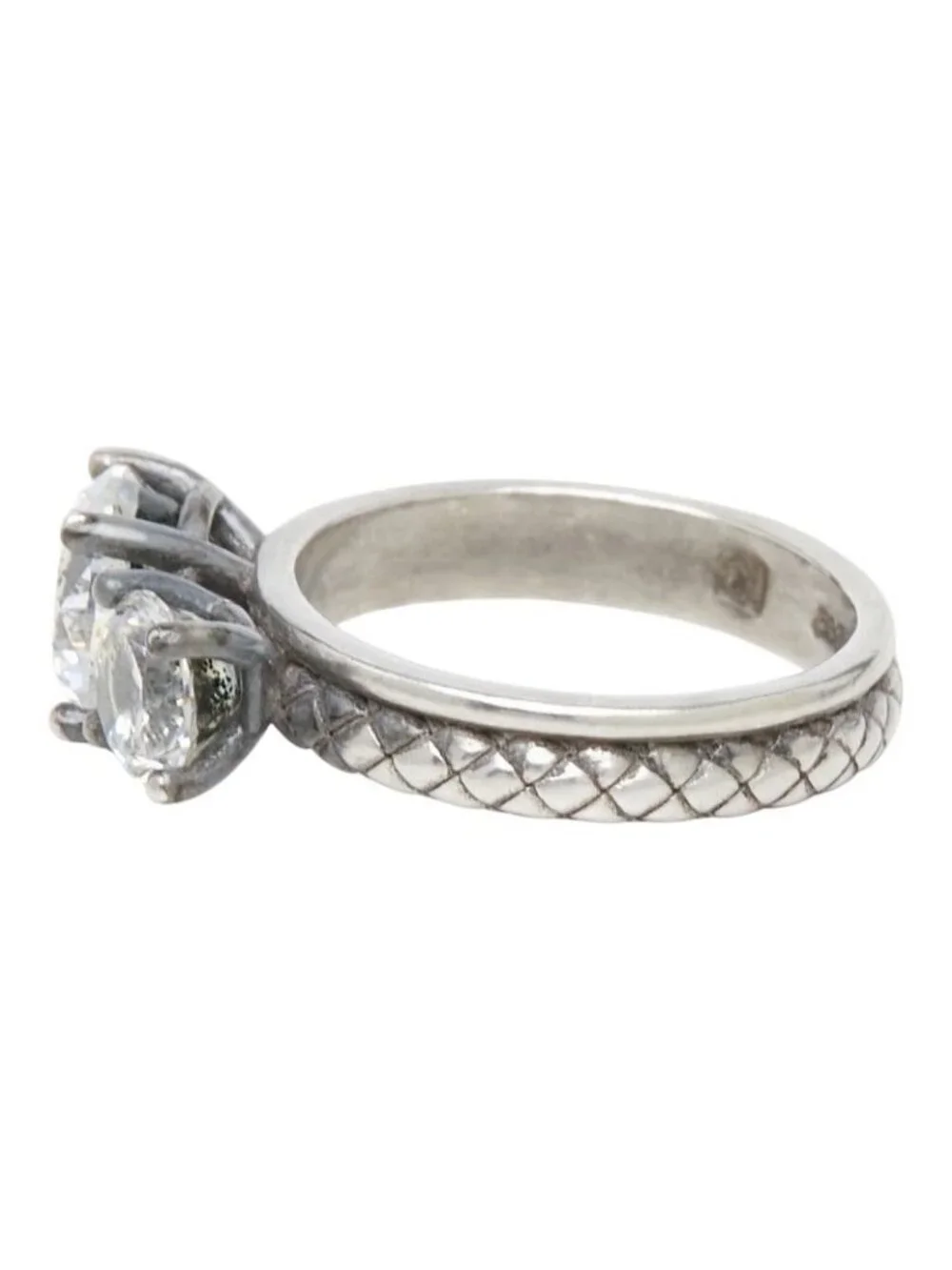 Bottega Veneta Intrecciato Ring Silver Cubic Zirconia